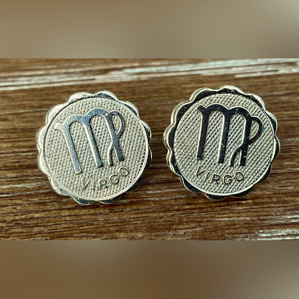 Virgo Astrological Sign Pierced Goldtone Earrings